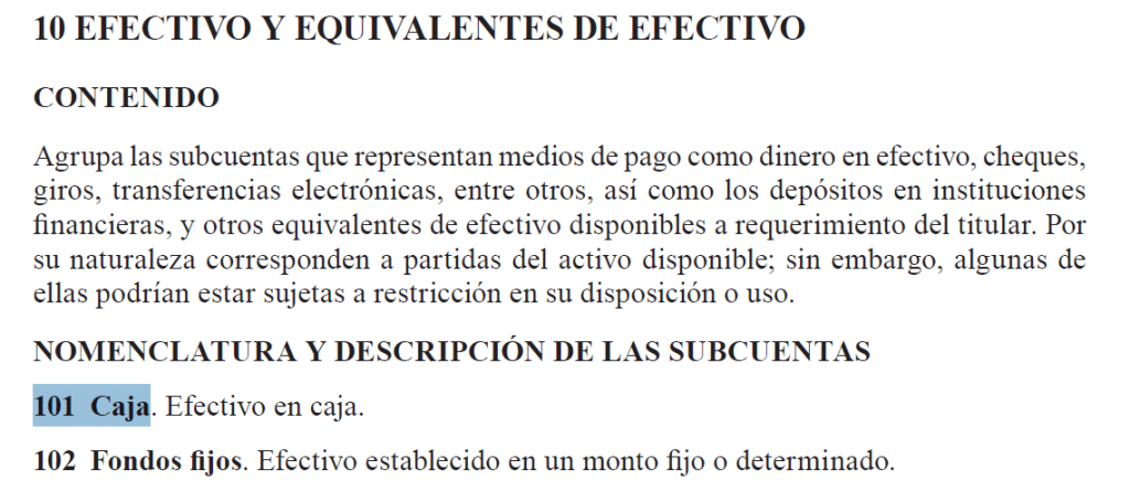 Asiento contable de cobranza en efectivo