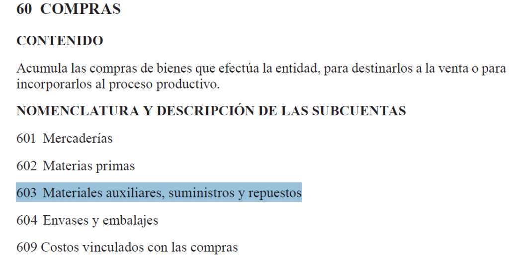 Asiento contable de adquisición de suministros diversos